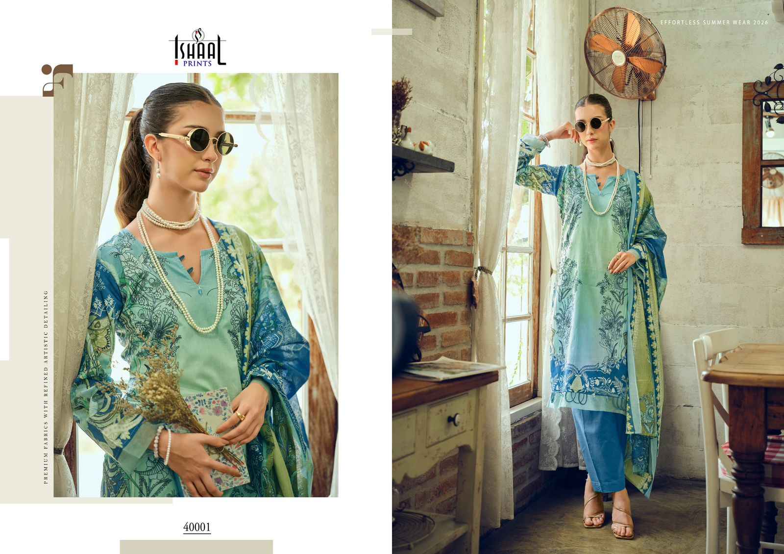 Ishaal Prints Gulmohar Vol 40 Lawn Cotton Dress Material 10 Pc Catalouge