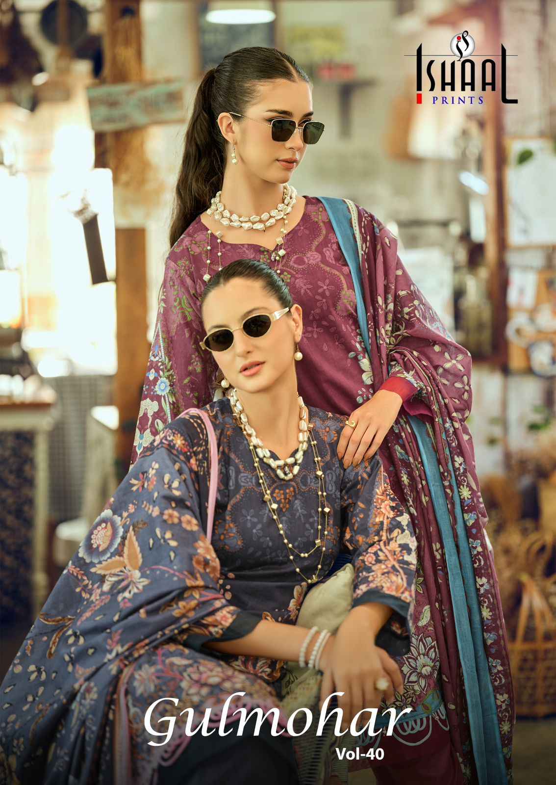 Ishaal Prints Gulmohar Vol 40 Lawn Cotton Dress Material 10 Pc Catalouge