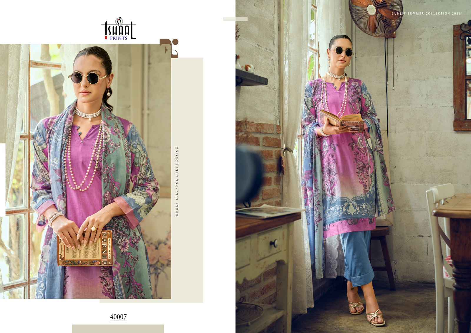 Ishaal Prints Gulmohar Vol 40 Lawn Cotton Dress Material 10 Pc Catalouge