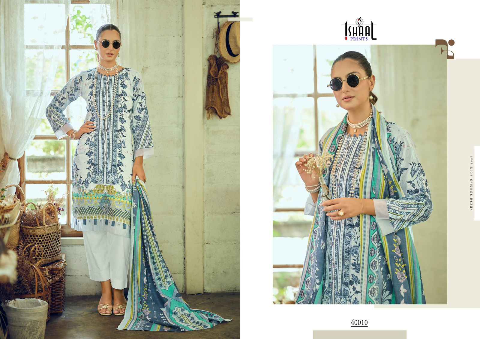 Ishaal Prints Gulmohar Vol 40 Lawn Cotton Dress Material 10 Pc Catalouge