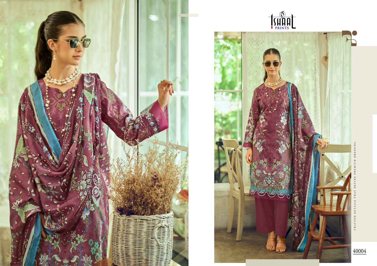 Ishaal Prints Gulmohar Vol 40 Lawn Cotton Dress Material 10 Pc Catalouge