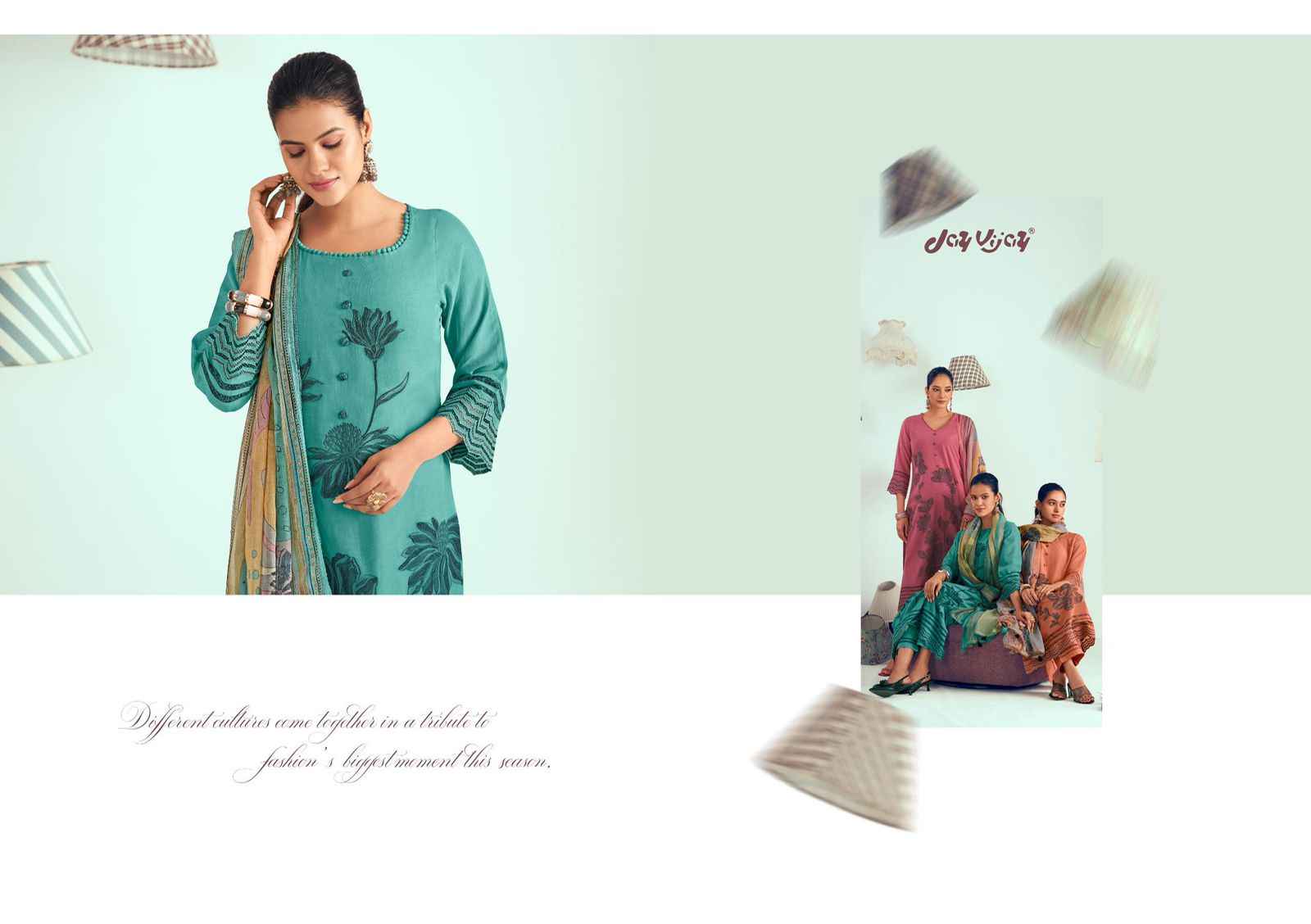 Jay Vijay Jugnu Malai chanderi Dress Material 6 pcs Catalogue