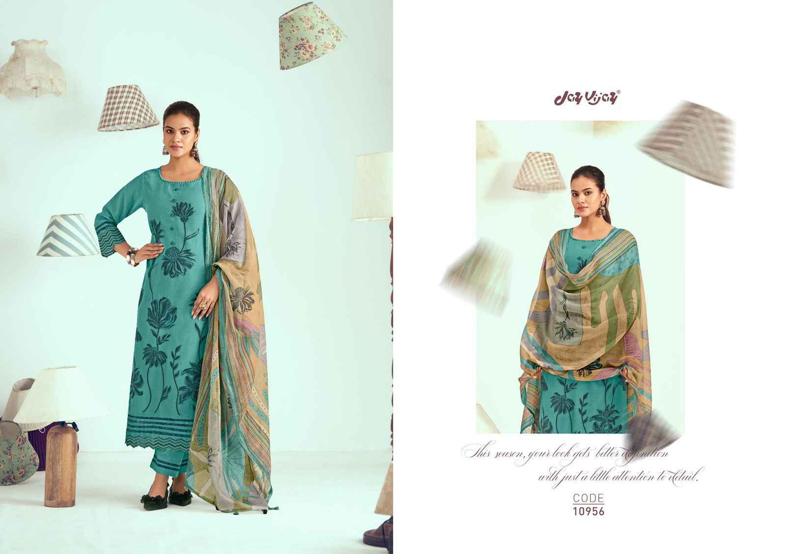 Jay Vijay Jugnu Malai chanderi Dress Material 6 pcs Catalogue