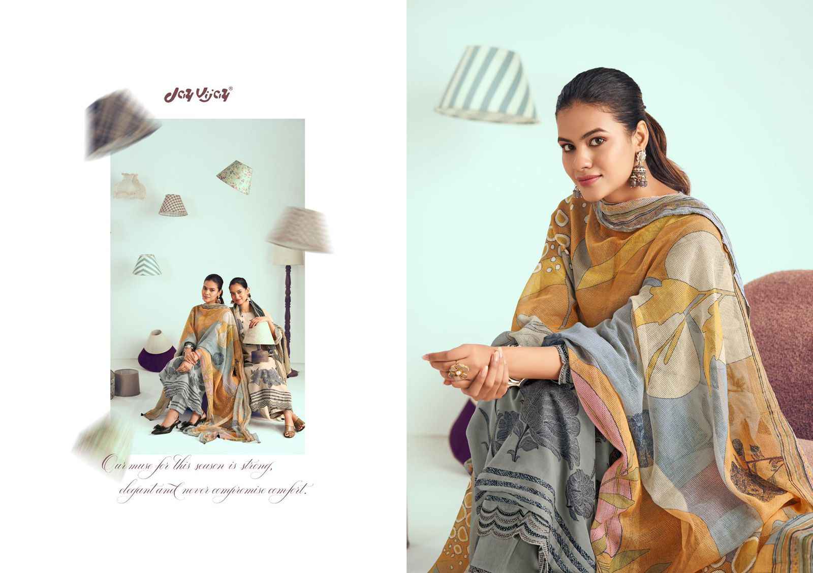 Jay Vijay Jugnu Malai chanderi Dress Material 6 pcs Catalogue
