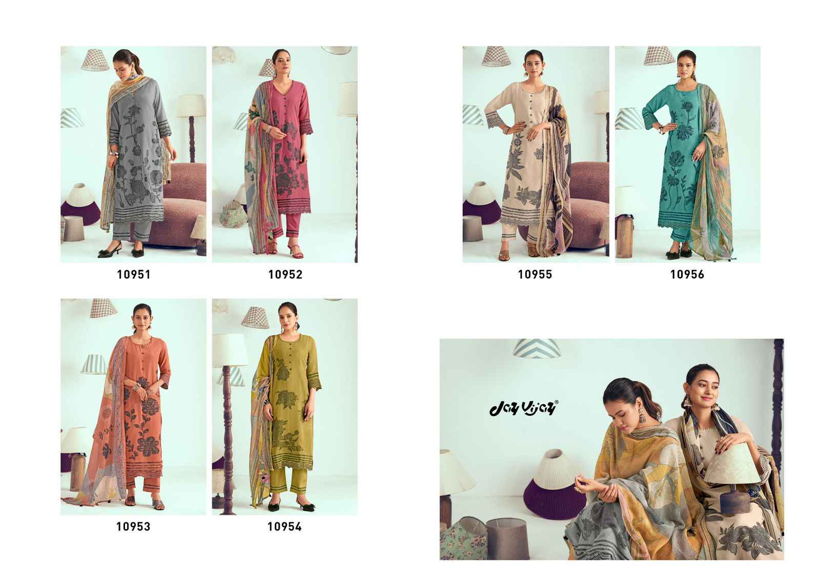 Jay Vijay Jugnu Malai chanderi Dress Material 6 pcs Catalogue