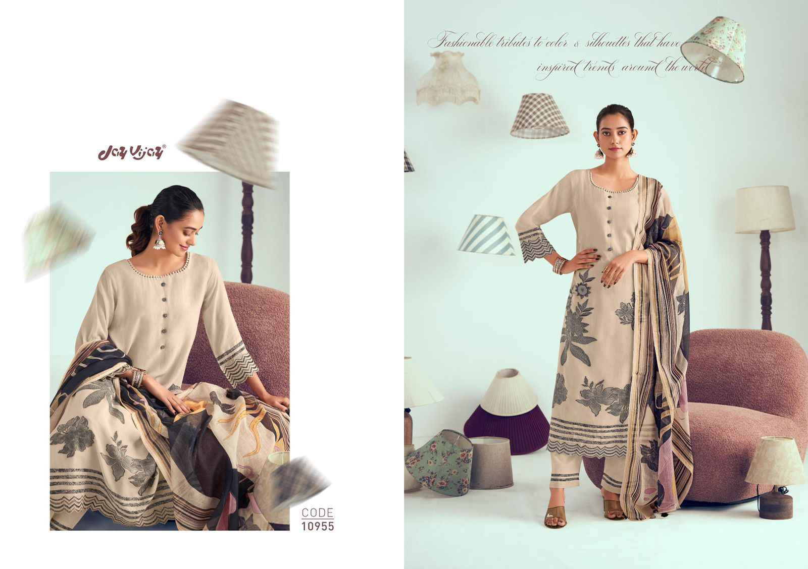 Jay Vijay Jugnu Malai chanderi Dress Material 6 pcs Catalogue