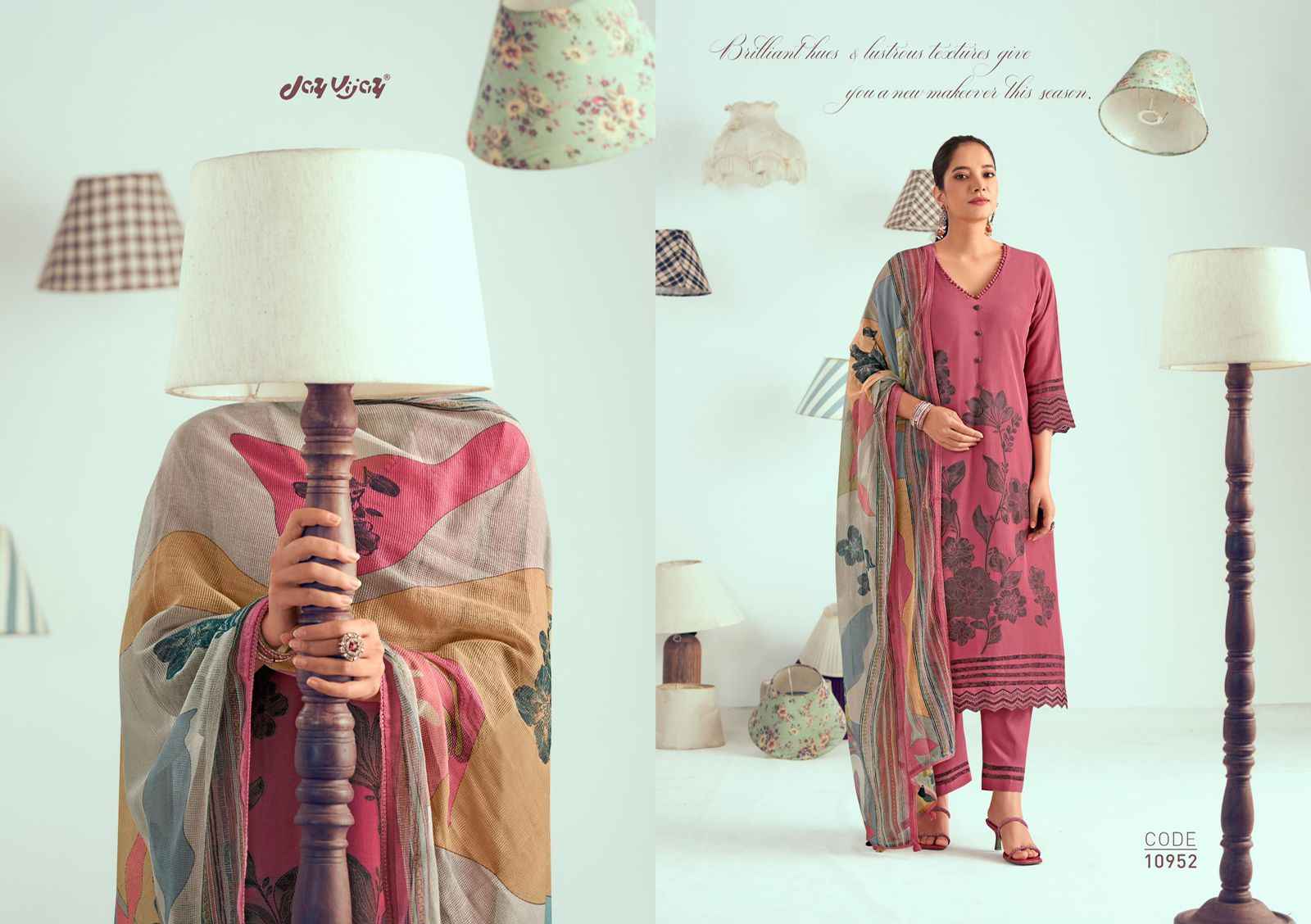 Jay Vijay Jugnu Malai chanderi Dress Material 6 pcs Catalogue