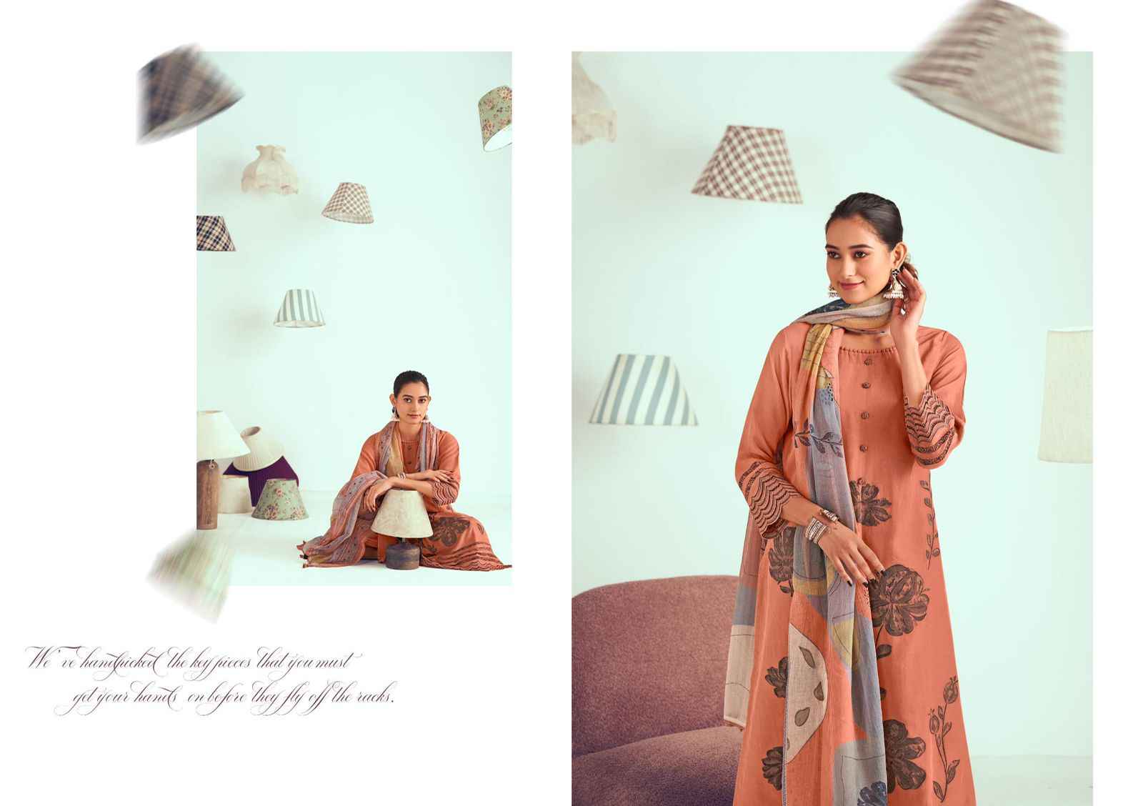 Jay Vijay Jugnu Malai chanderi Dress Material 6 pcs Catalogue