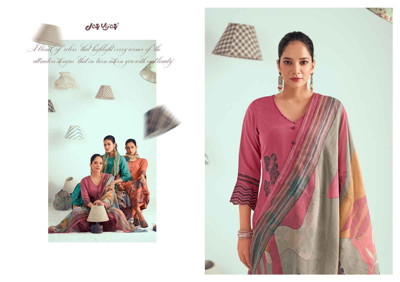 Jay Vijay Jugnu Malai chanderi Dress Material 6 pcs Catalogue