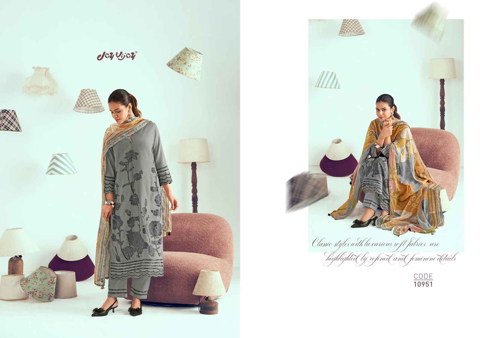 Jay Vijay Jugnu Malai chanderi Dress Material 6 pcs Catalogue