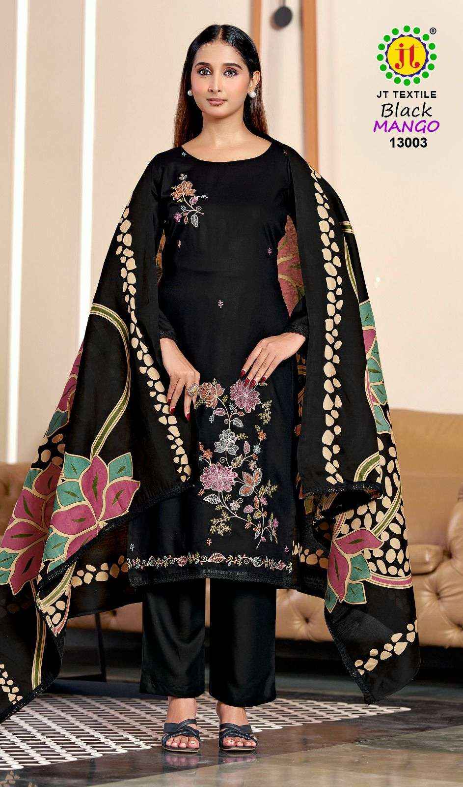 Jt Black Mango Vol 13 Rayon Dress Material 5 pcs Catalogue