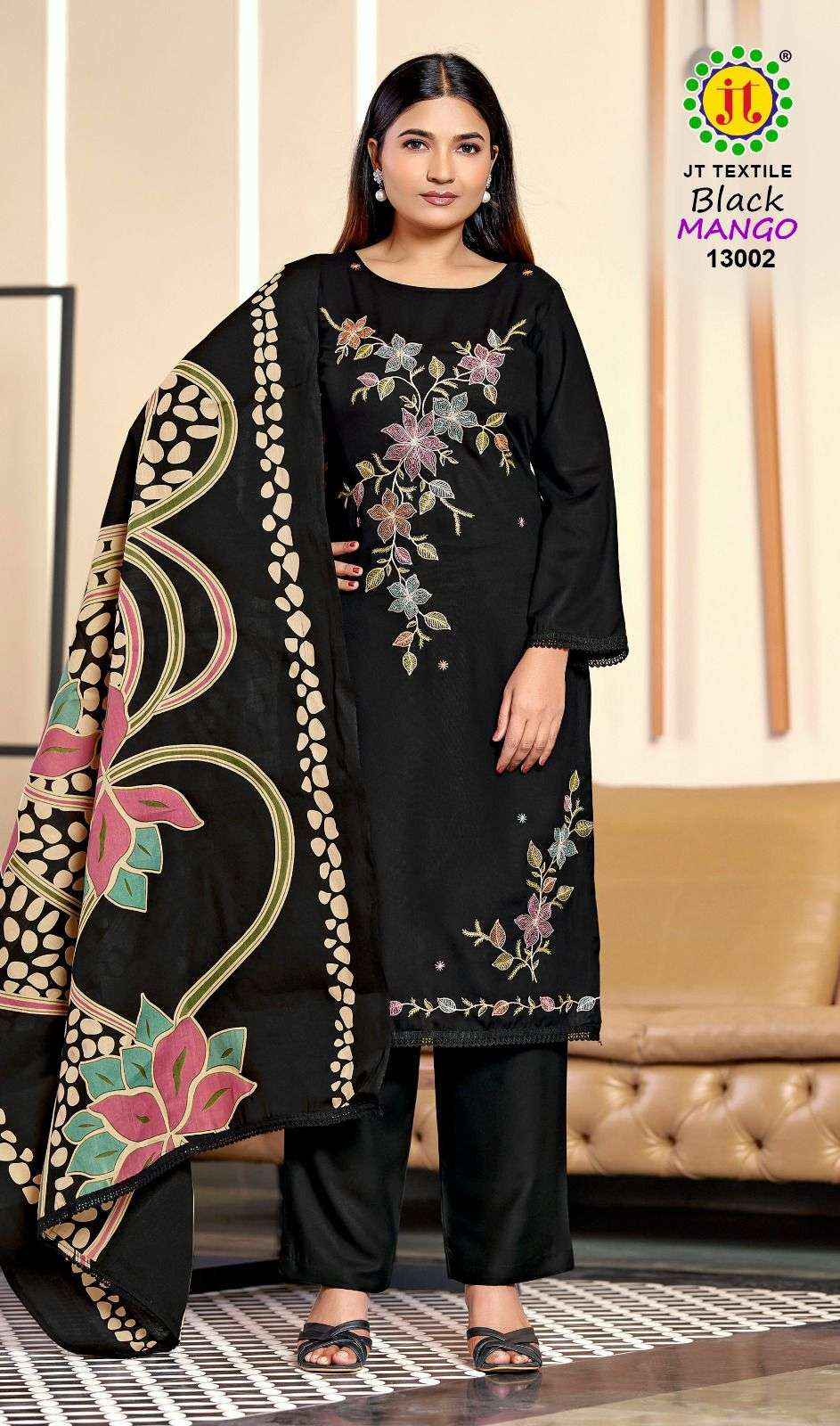 Jt Black Mango Vol 13 Rayon Dress Material 5 pcs Catalogue