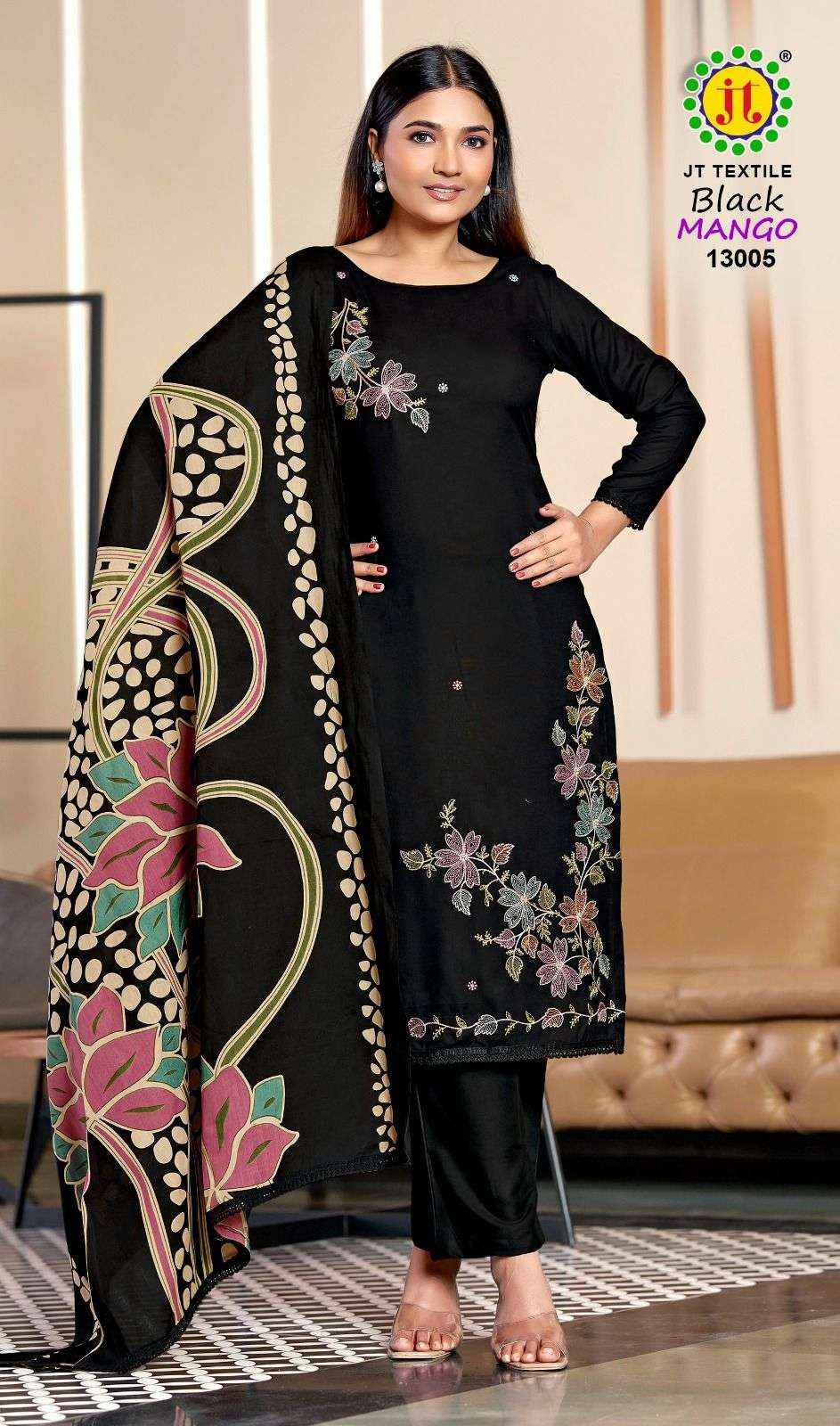 Jt Black Mango Vol 13 Rayon Dress Material 5 pcs Catalogue