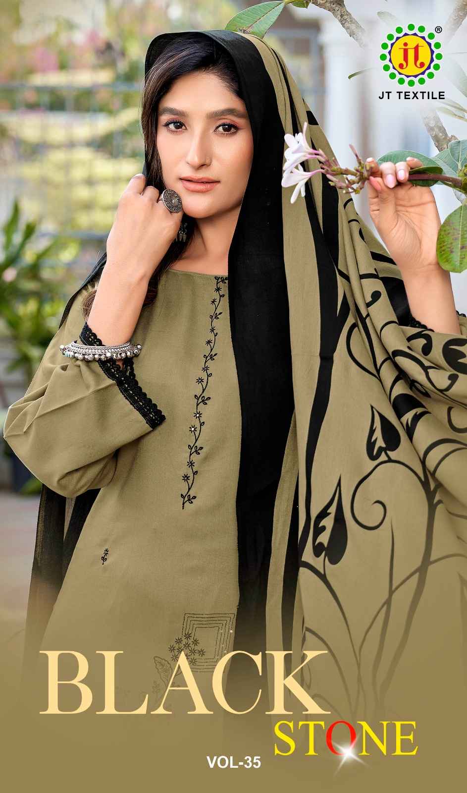 Jt Black Stone Vol 35 Rayon Dress Material 5 pcs Catalogue