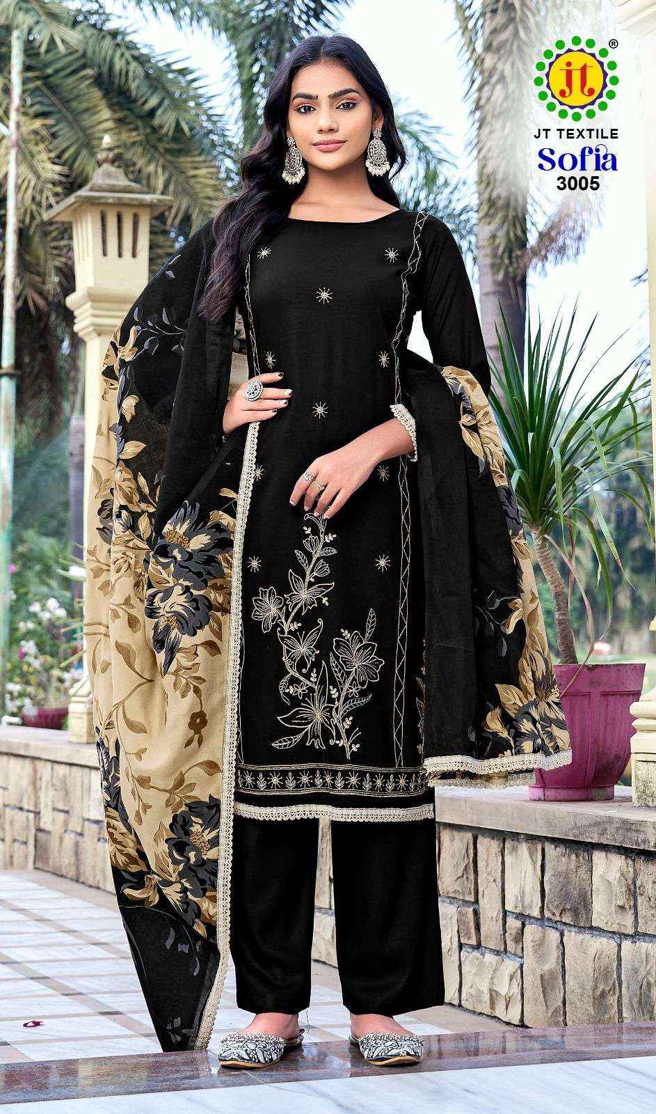 Jt Sofia Vol 3 Rayon Dress Material 5 pcs Catalogue