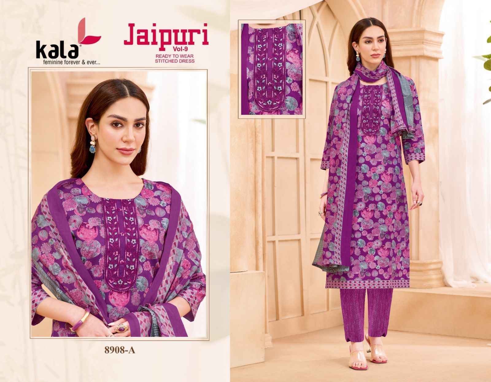 Kala Jaipuri Vol 9 Readymade Cotton Dress 12 Pc Catalogue