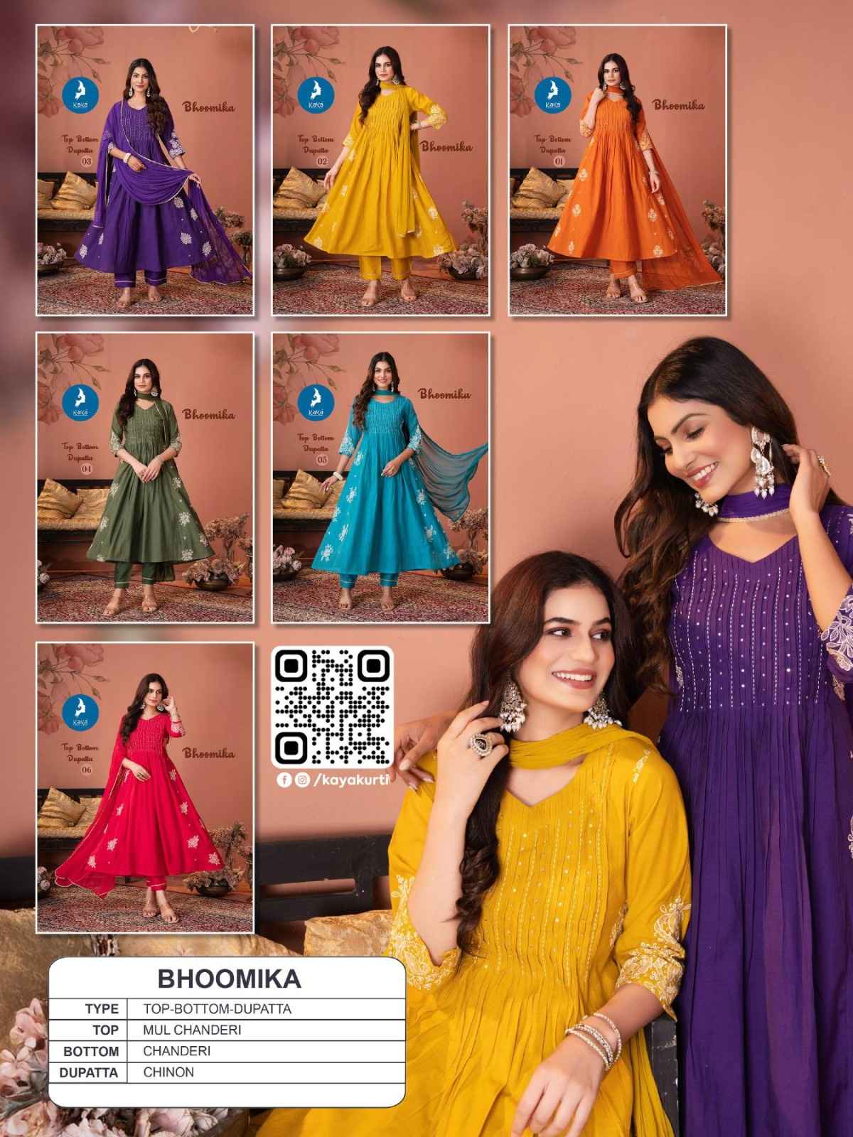 Kaya Bhoomika Mul Chanderi Kurti Combo 6 pcs Catalogue