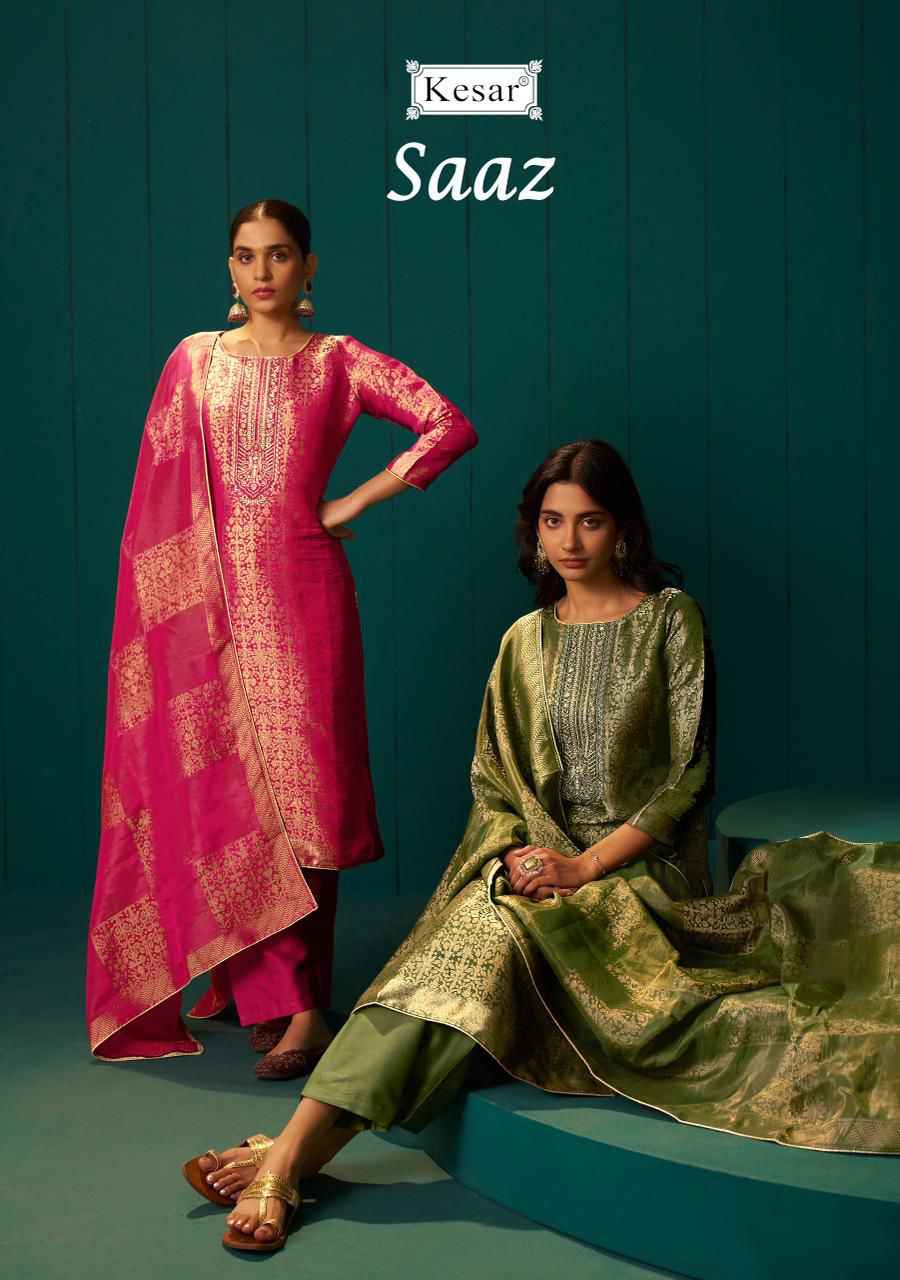 Kesar Saaz Silk Jacquard Dress Material 4 pcs Catalogue