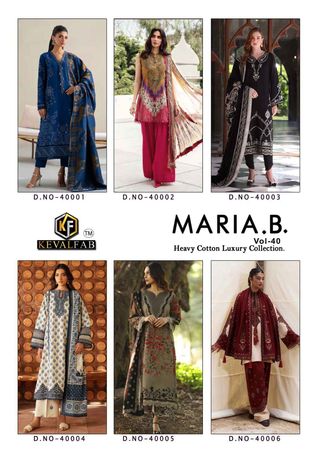 Keval Fab Maria B Vol 40 Cotton Dress Material 6 pcs Catalogue