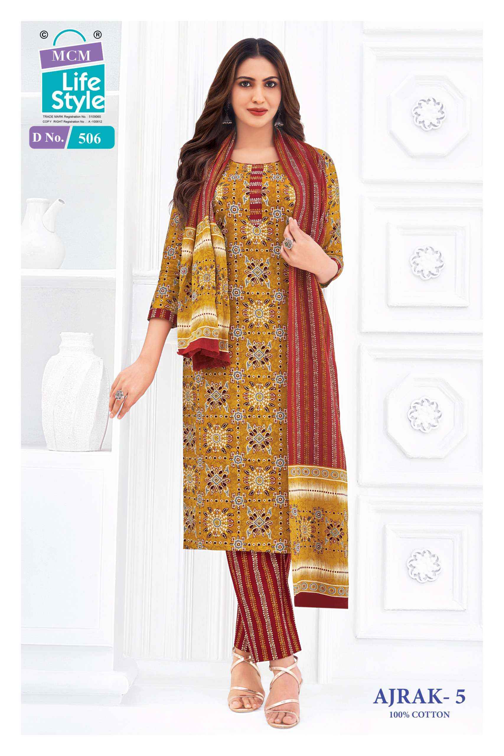 MCM Lifestyle Ajrak Vol 5 Cotton Dress Material 10 pcs Catalogue