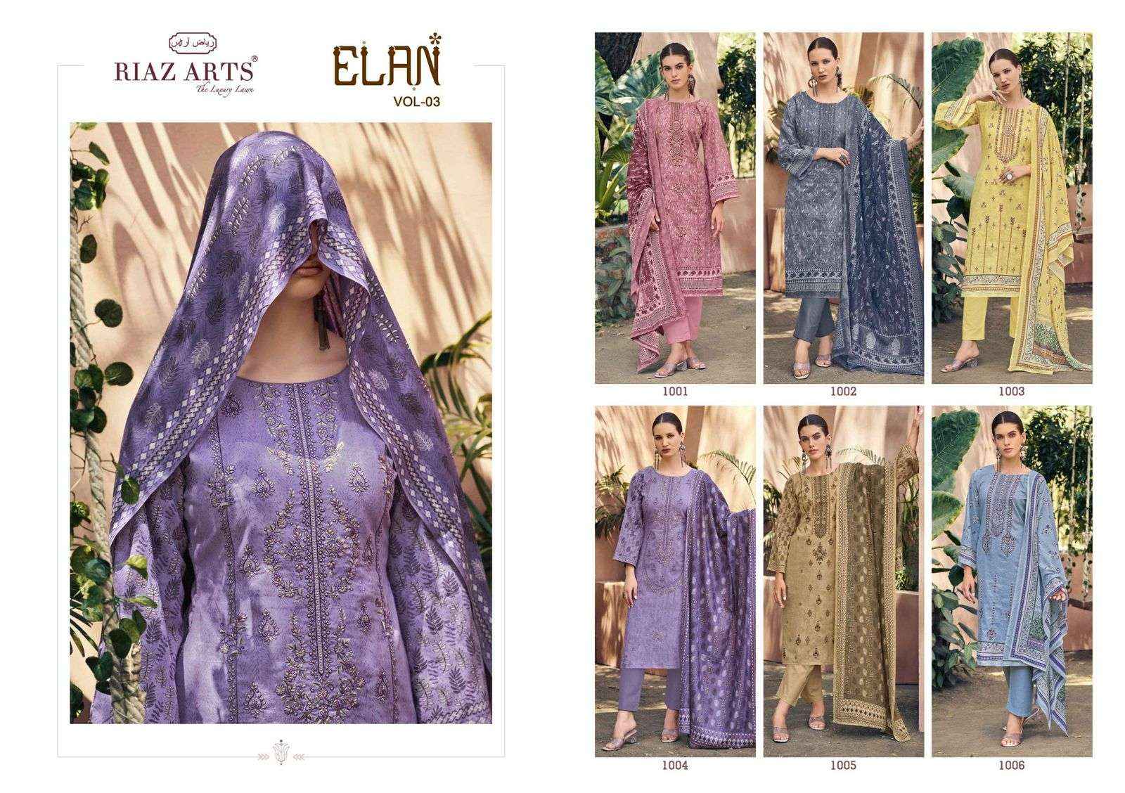 Mumtaz Arts Elan Vol 3 Lawn Cotton Dress Material 6 pcs Catalogue