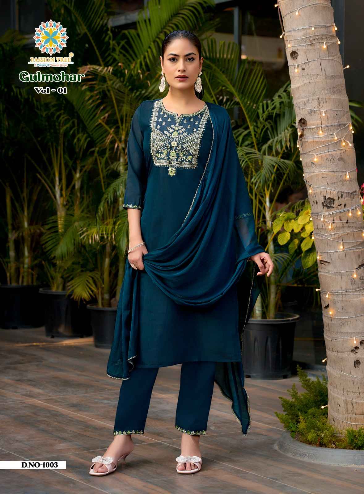 Passion Tree Gulmohar Vol 1 Mal Chanderi Kurti Combo 8 pcs Catalogue