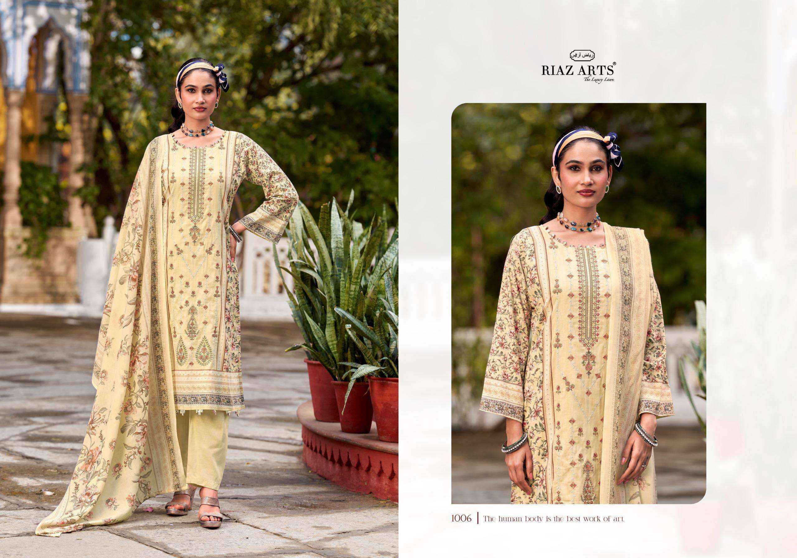 Riaz Arts Andaaz Lawn Cotton Dress Material 6 pcs Catalogue