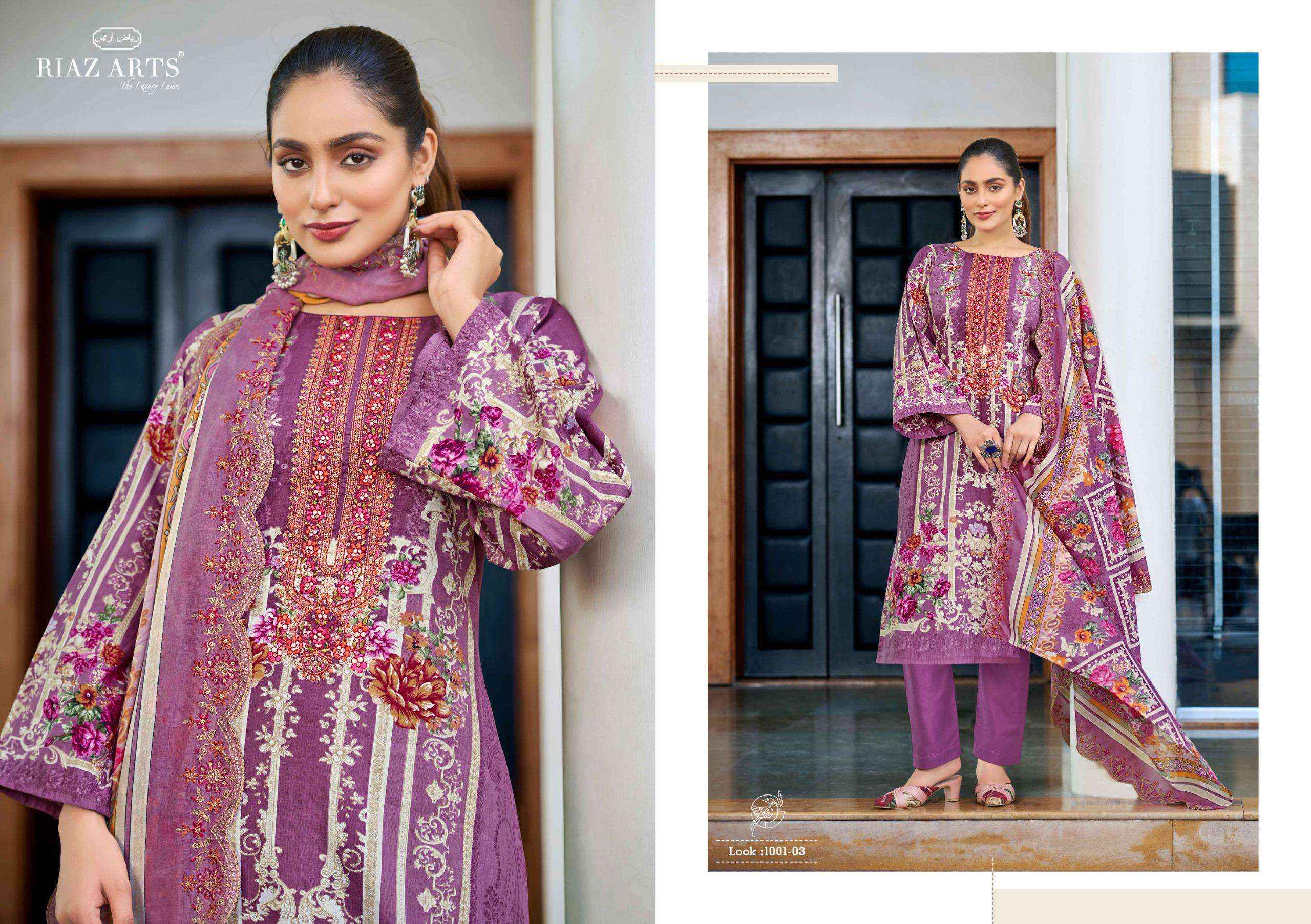 Riaz Arts Farah Lawn Cotton Dress Material 6 pcs Catalogue