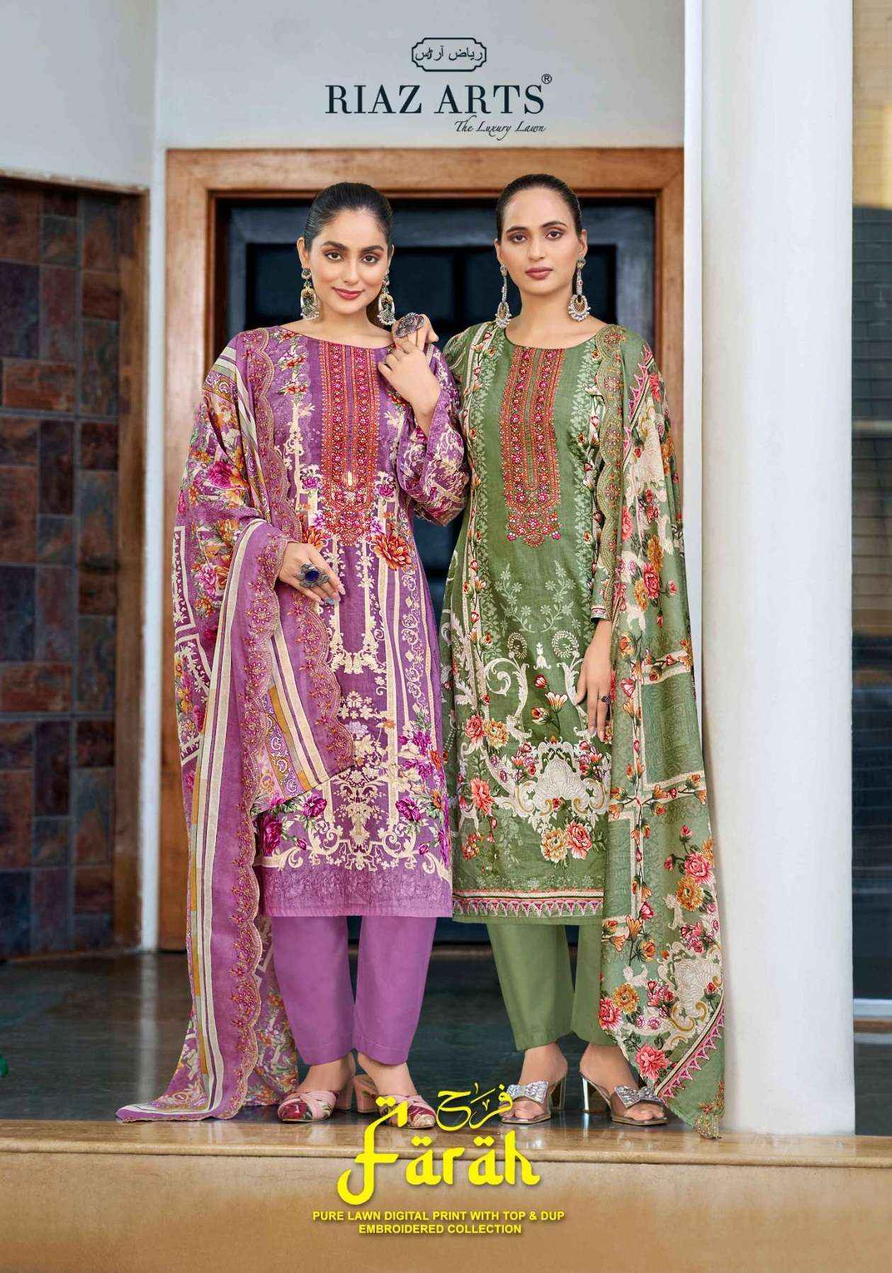 Riaz Arts Farah Lawn Cotton Dress Material 6 pcs Catalogue