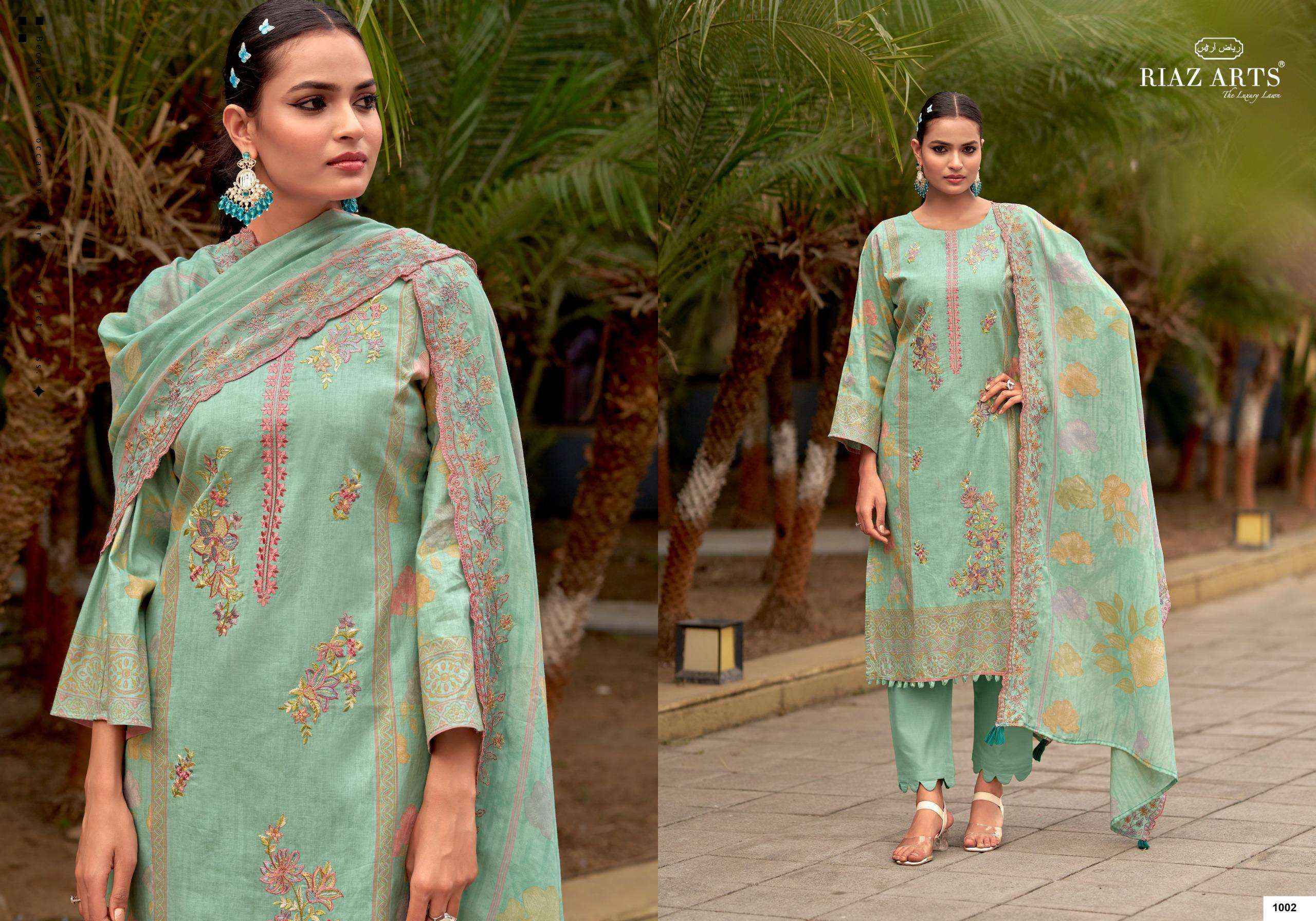 Riaz Arts Karigiri E Saeed Lawn Cotton Dress Material 4 pcs Catalogue