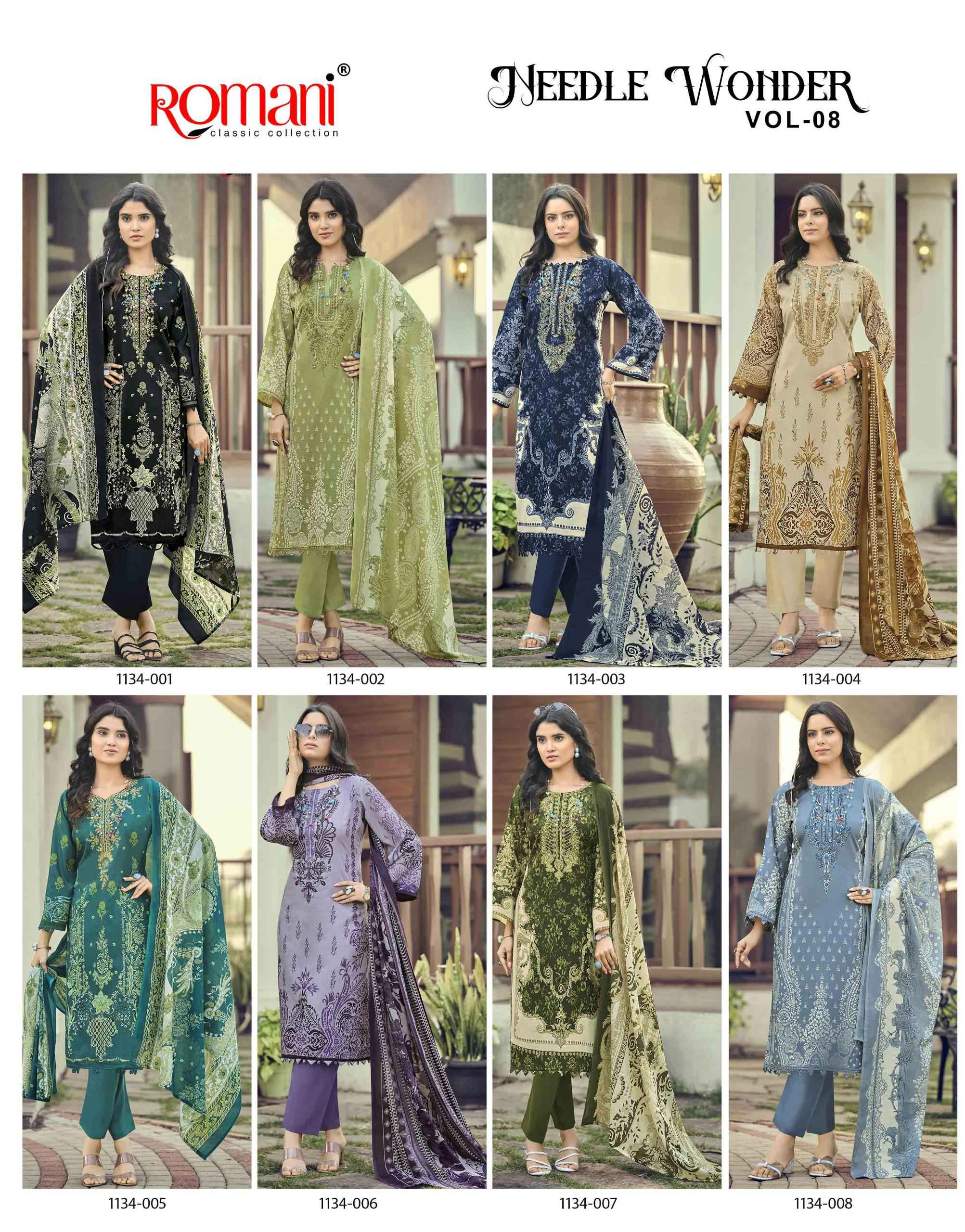 Romani Needle Wonder Vol 8 Cotton Dress Material 8 pcs Catalogue