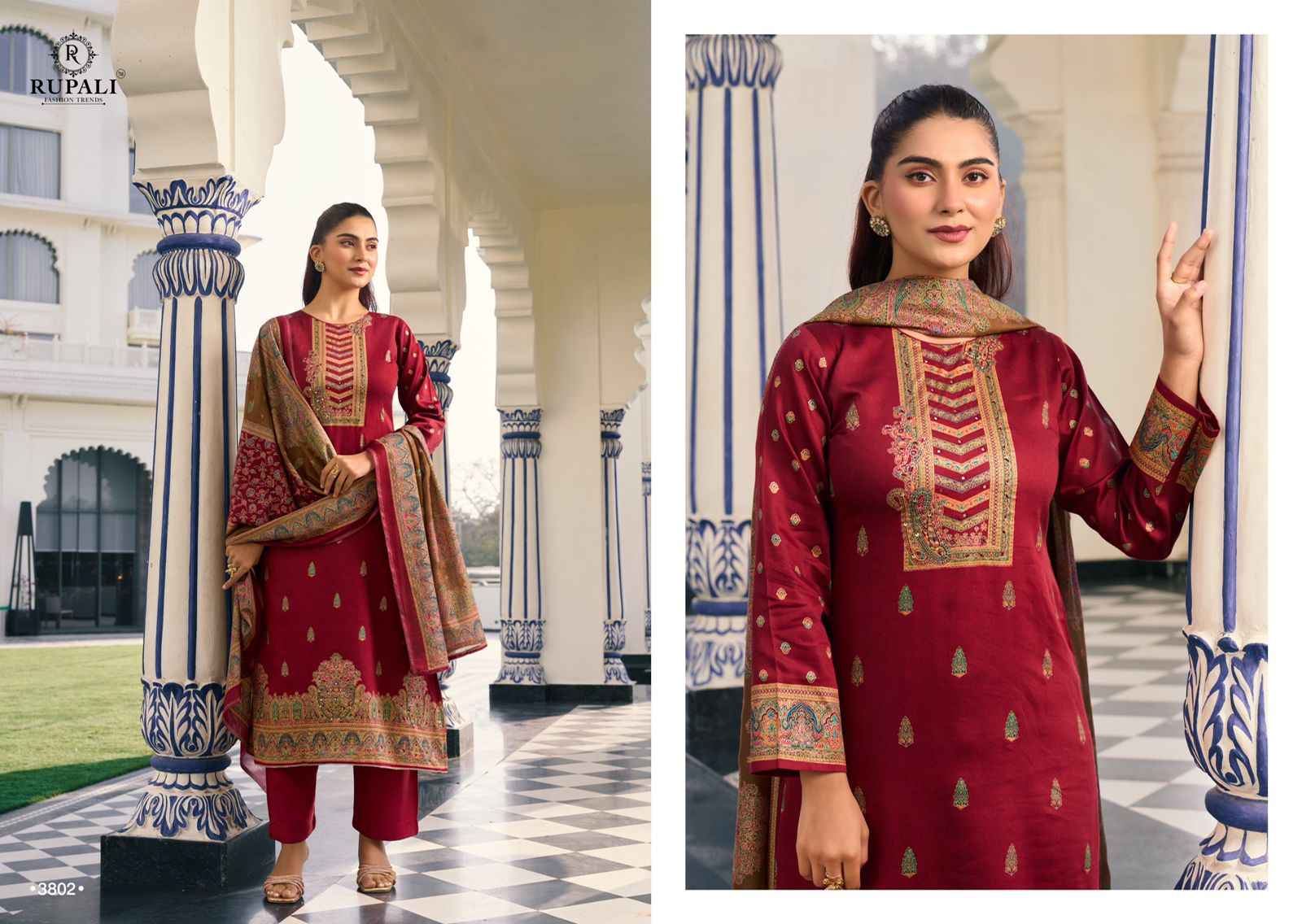 Rupali Vailee Jam Satin Dress Material 4 pcs Catalogue