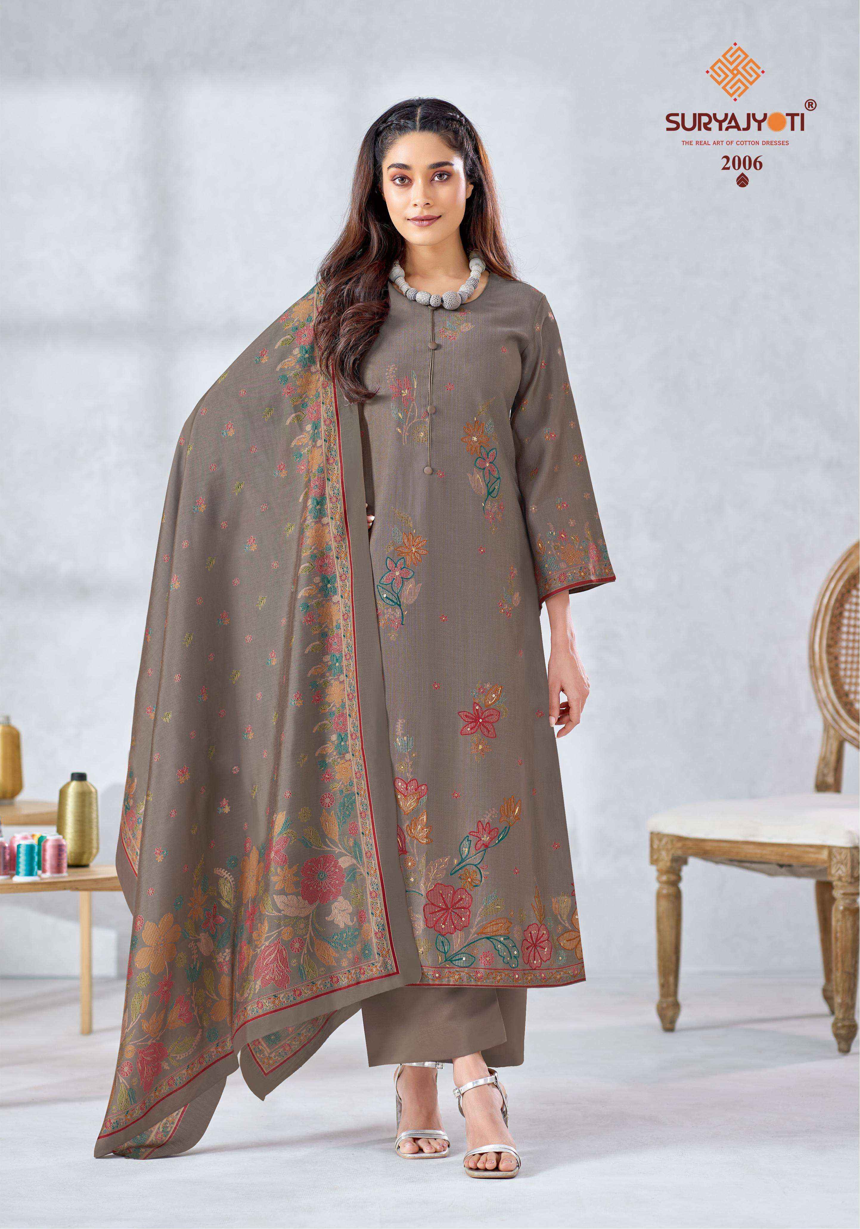 Suryajyoti Chikiri Vol 2 Roman Silk Dress Material 6 Pcs Catalouge