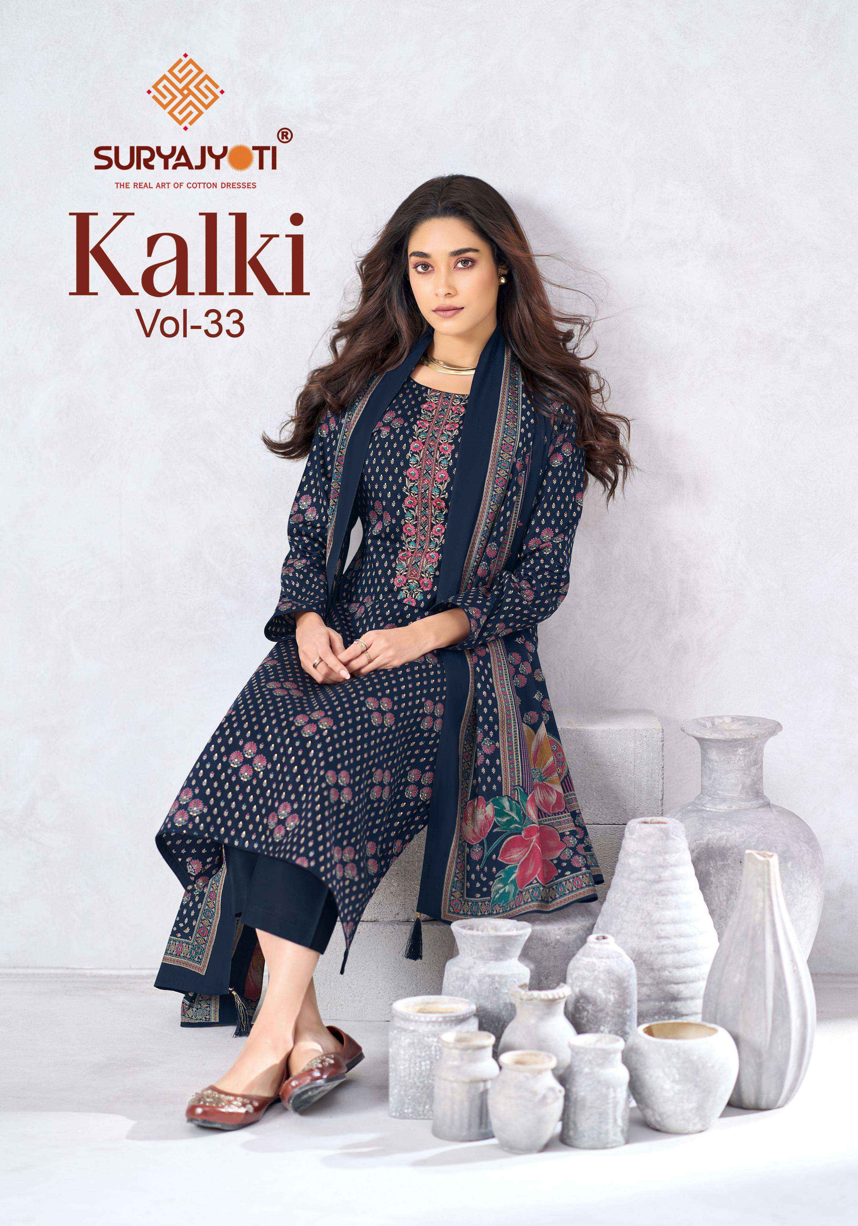 Suryajyoti Kalki Vol 33 Jam Satin Dress Material 8 Pcs Catalouge