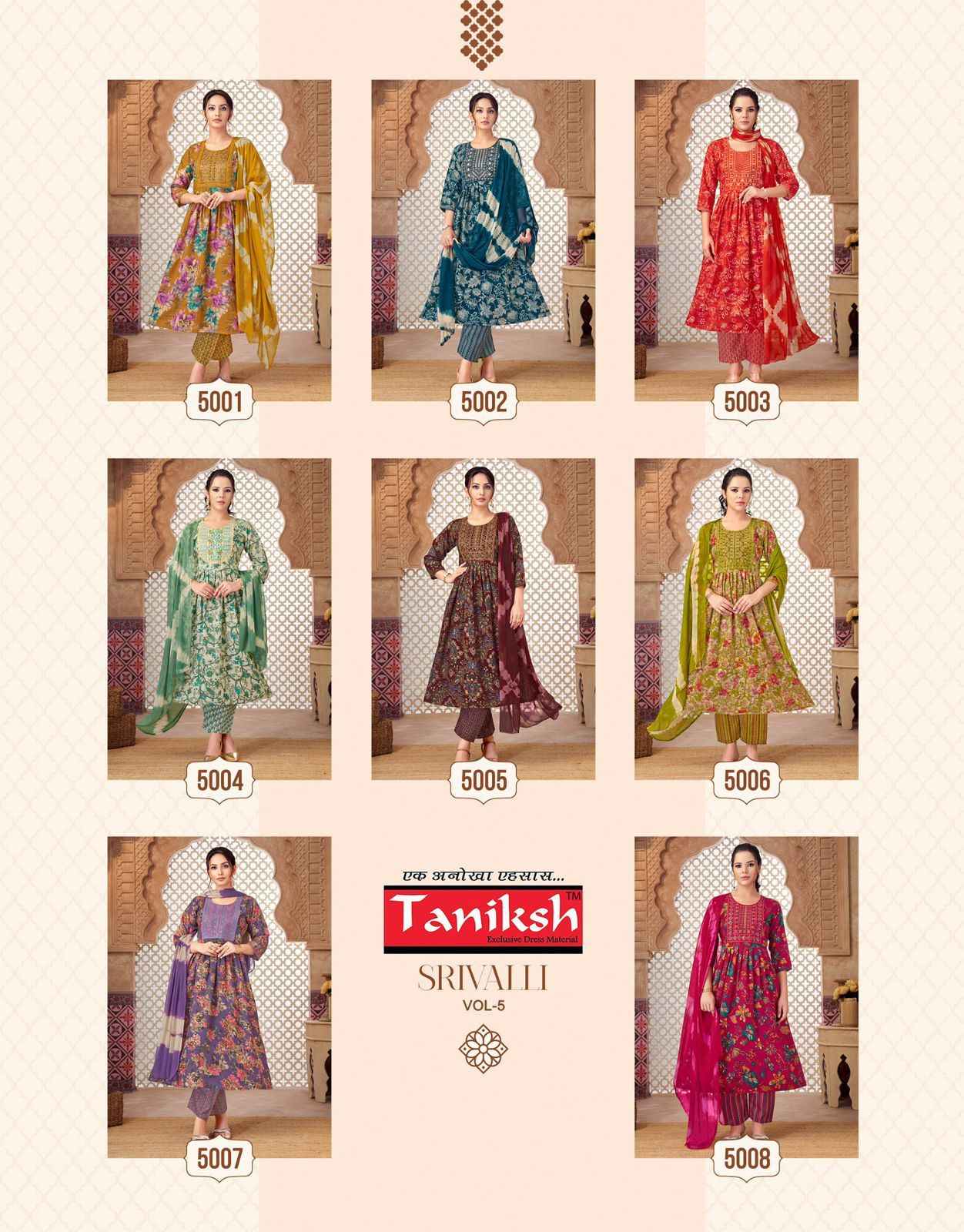 Taniksh Srivalli Vol 5 Capsule Kurti Combo 8 pcs Catalogue
