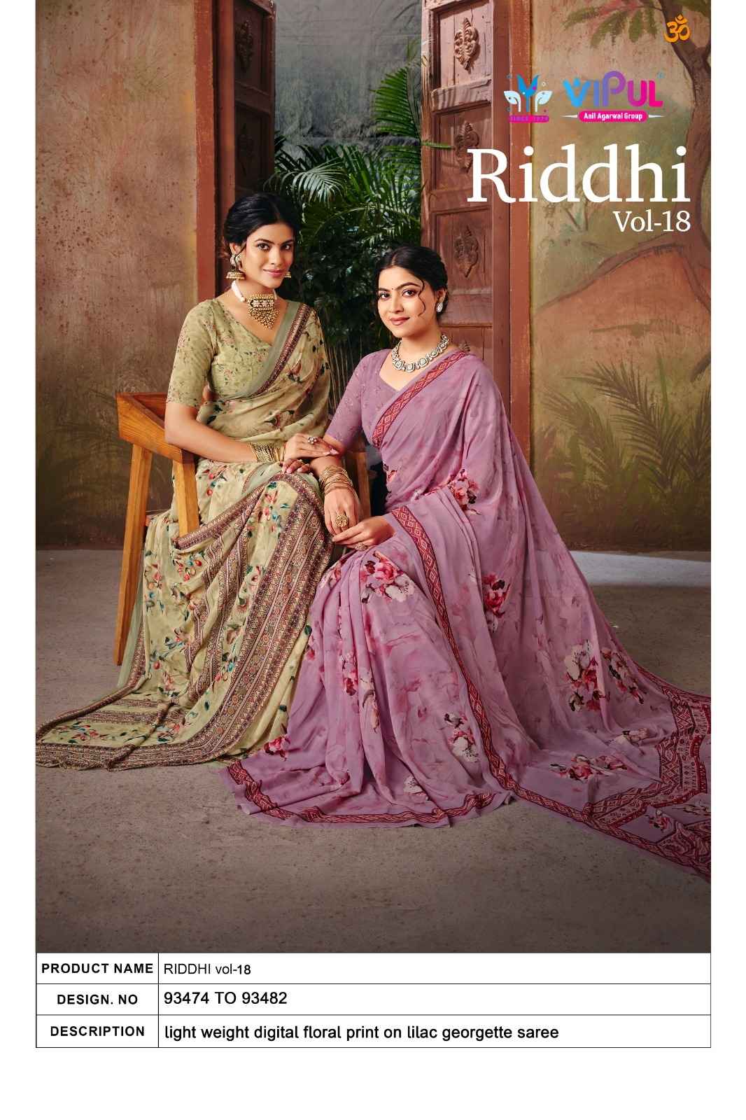 Vipul Riddhi Vol 18 Georgette Saree 9 pcs Catalogue