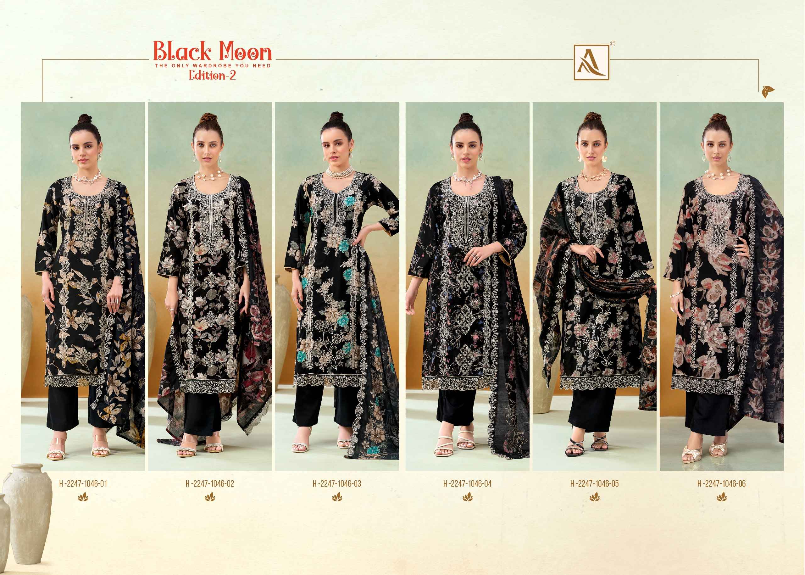 Alok Black Moon Edition 2 Viscose Reyon Dress Material 6 pcs Catalogue