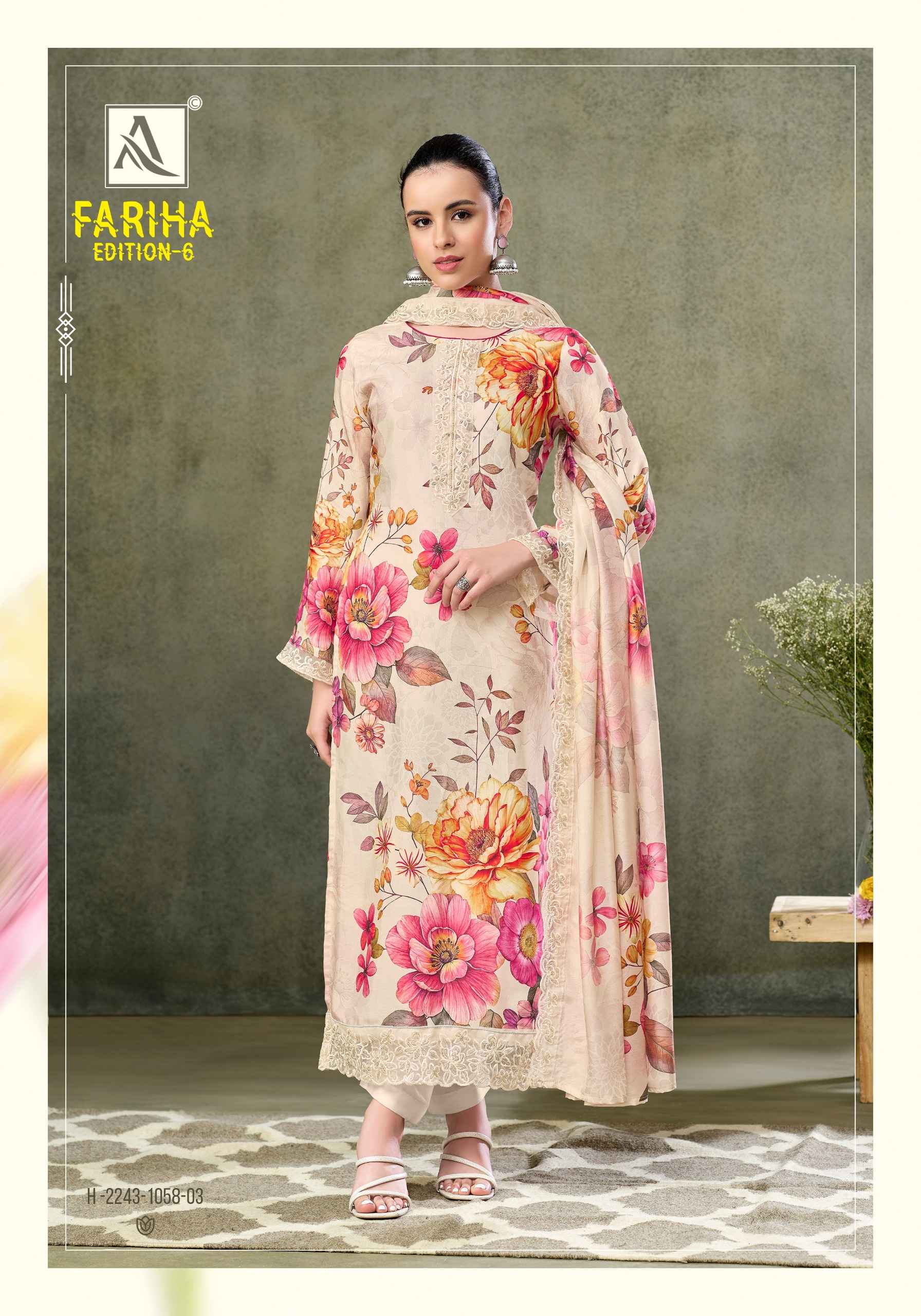 Alok Fariha Edition 6 Muslin Dress Material 8 pcs Catalogue