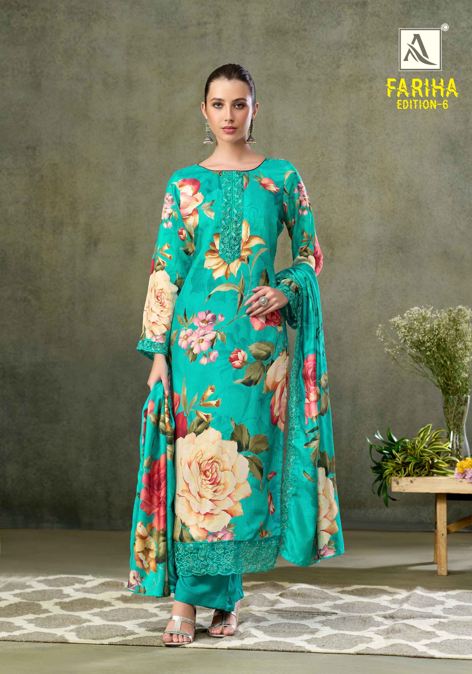 Alok Fariha Edition 6 Muslin Dress Material 8 pcs Catalogue