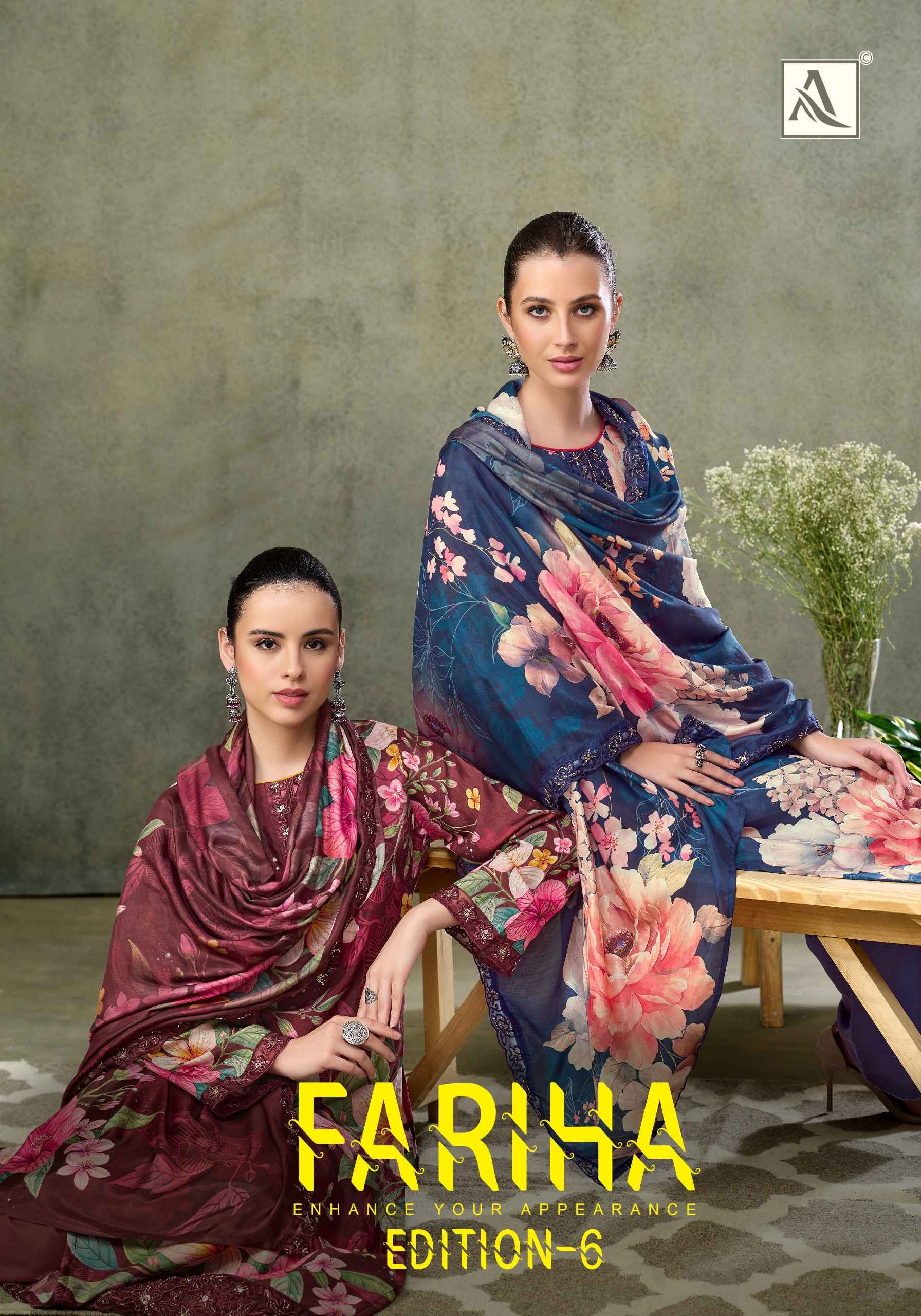 Alok Fariha Edition 6 Muslin Dress Material 8 pcs Catalogue