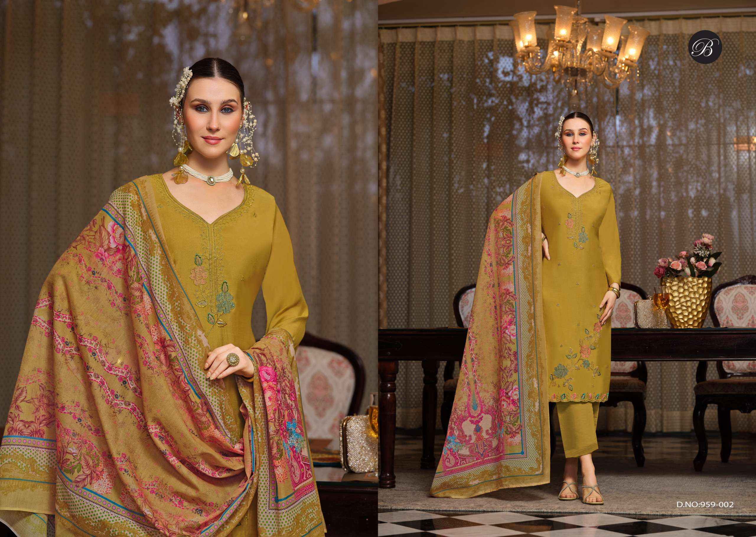 Belliza Gulfam Muslin Dress Material 6 pcs Cataloge