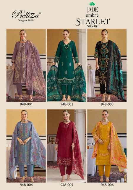 Belliza Jade Ombre Starlet Vol 2 Cotton Dress Material 6 pcs Catalogue