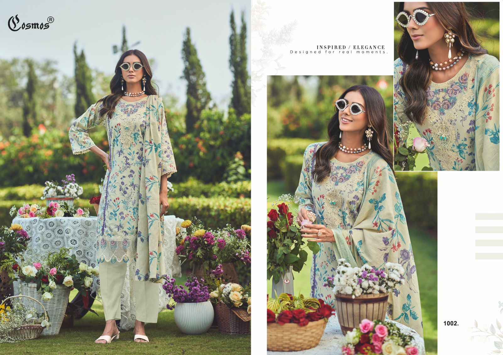 Cosmos Floral Lawn Vol 1 Lawn Cotton Dress Material 6 pcs Catalogue