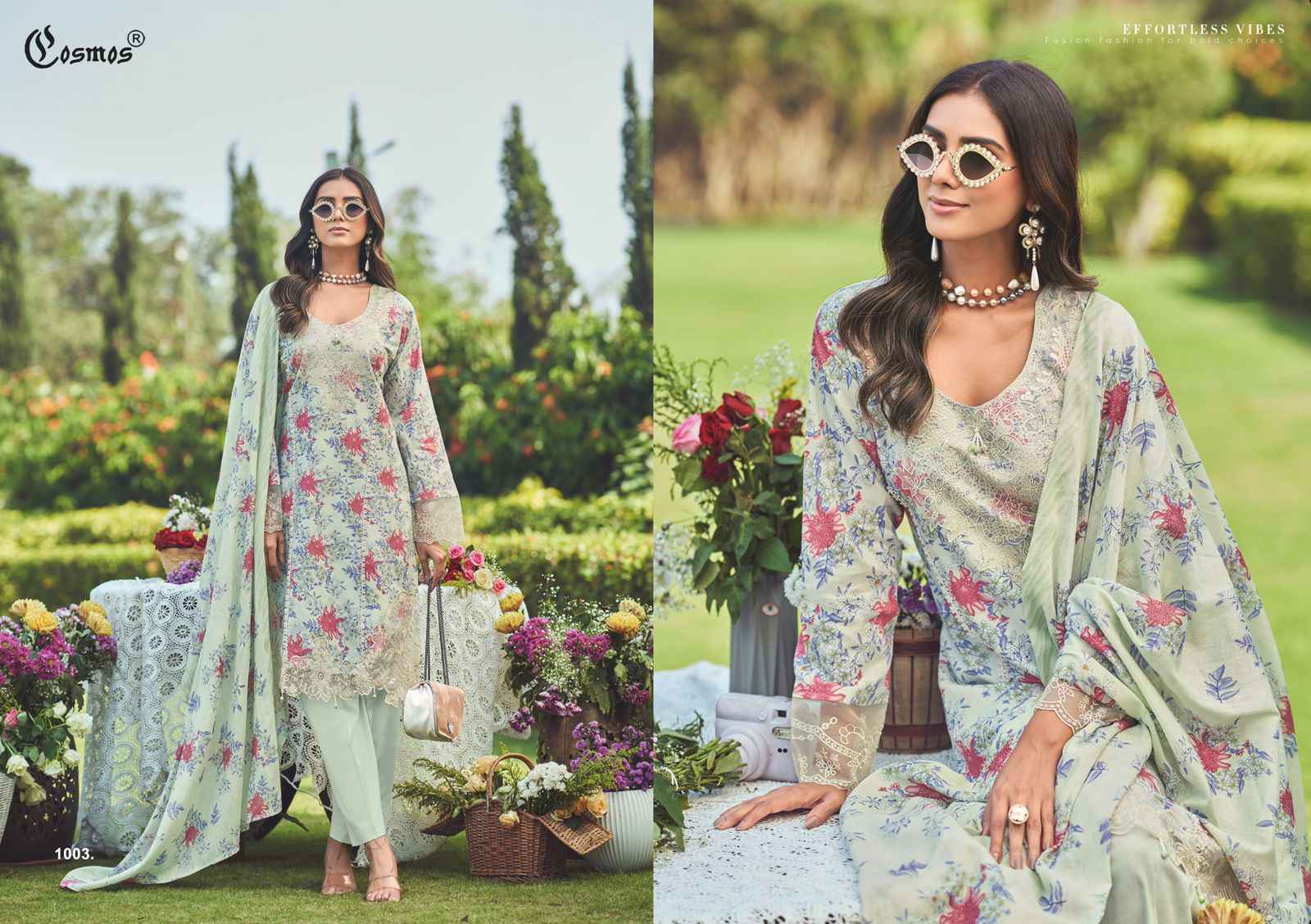 Cosmos Floral Lawn Vol 1 Lawn Cotton Dress Material 6 pcs Catalogue