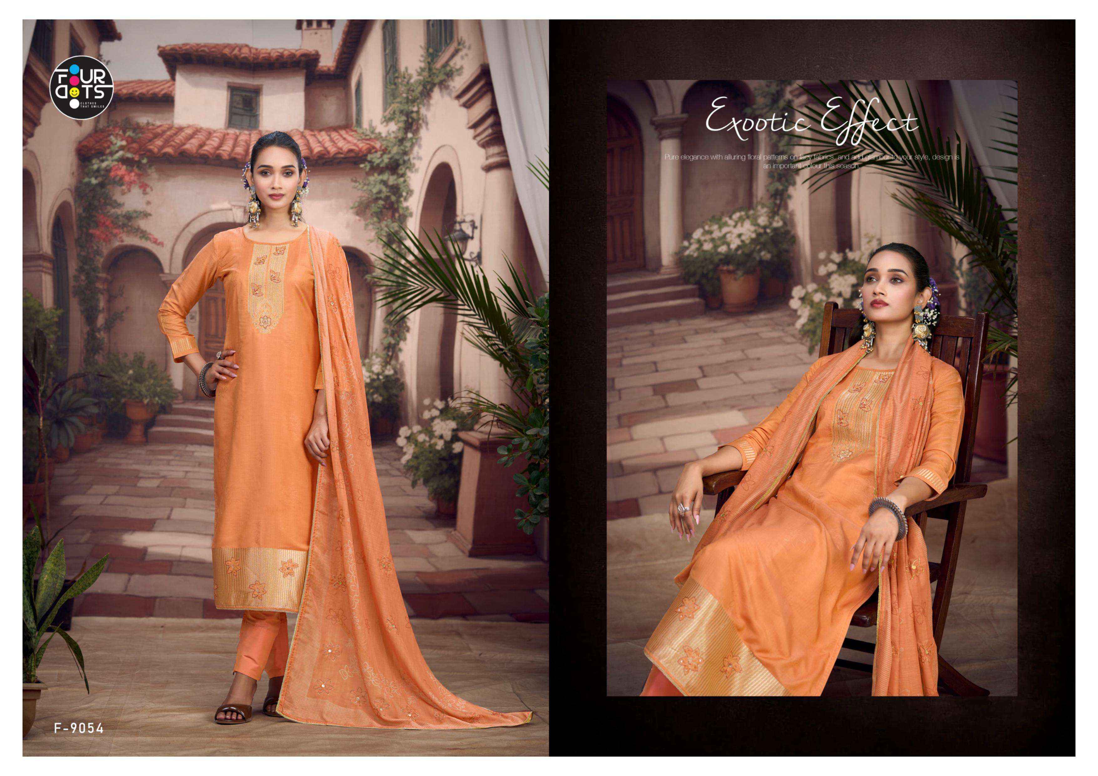 Fourdots Adira Muslin Jacquard Dress Material 4 pcs Catalogue