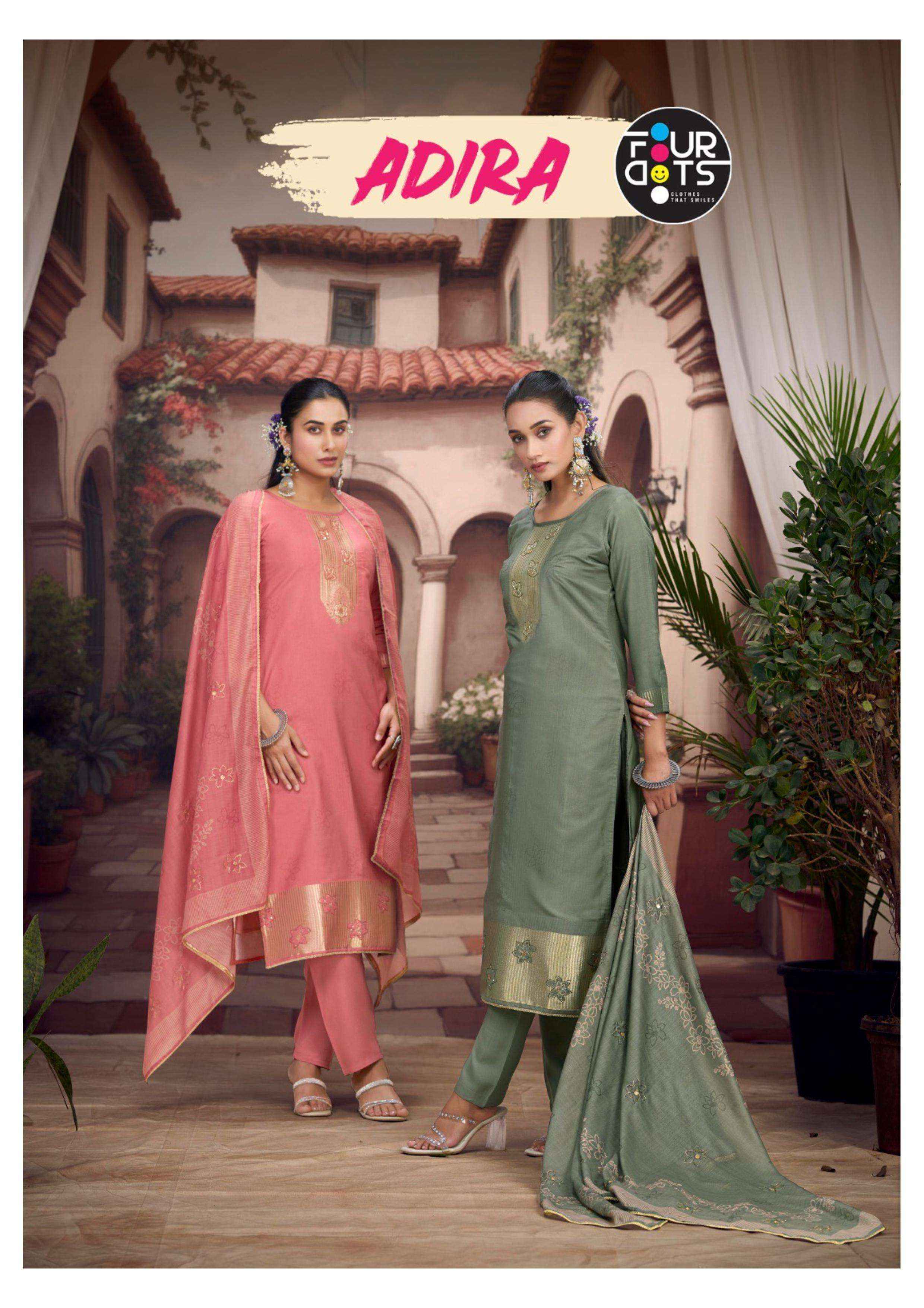 Fourdots Adira Muslin Jacquard Dress Material 4 pcs Catalogue