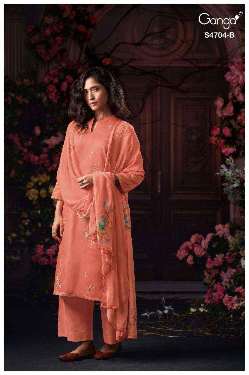 Ganga Ivenza 4704 Satin Cotton Dress Material 4 pcs Catalogue