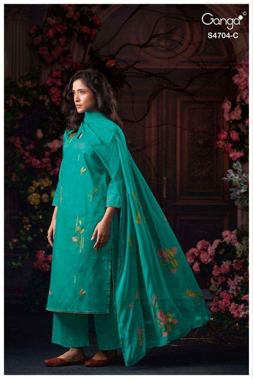 Ganga Ivenza 4704 Satin Cotton Dress Material 4 pcs Catalogue