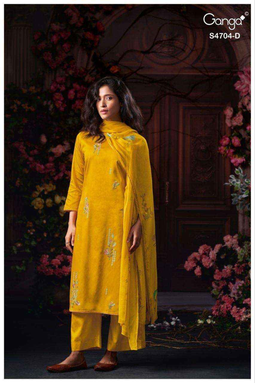 Ganga Ivenza 4704 Satin Cotton Dress Material 4 pcs Catalogue