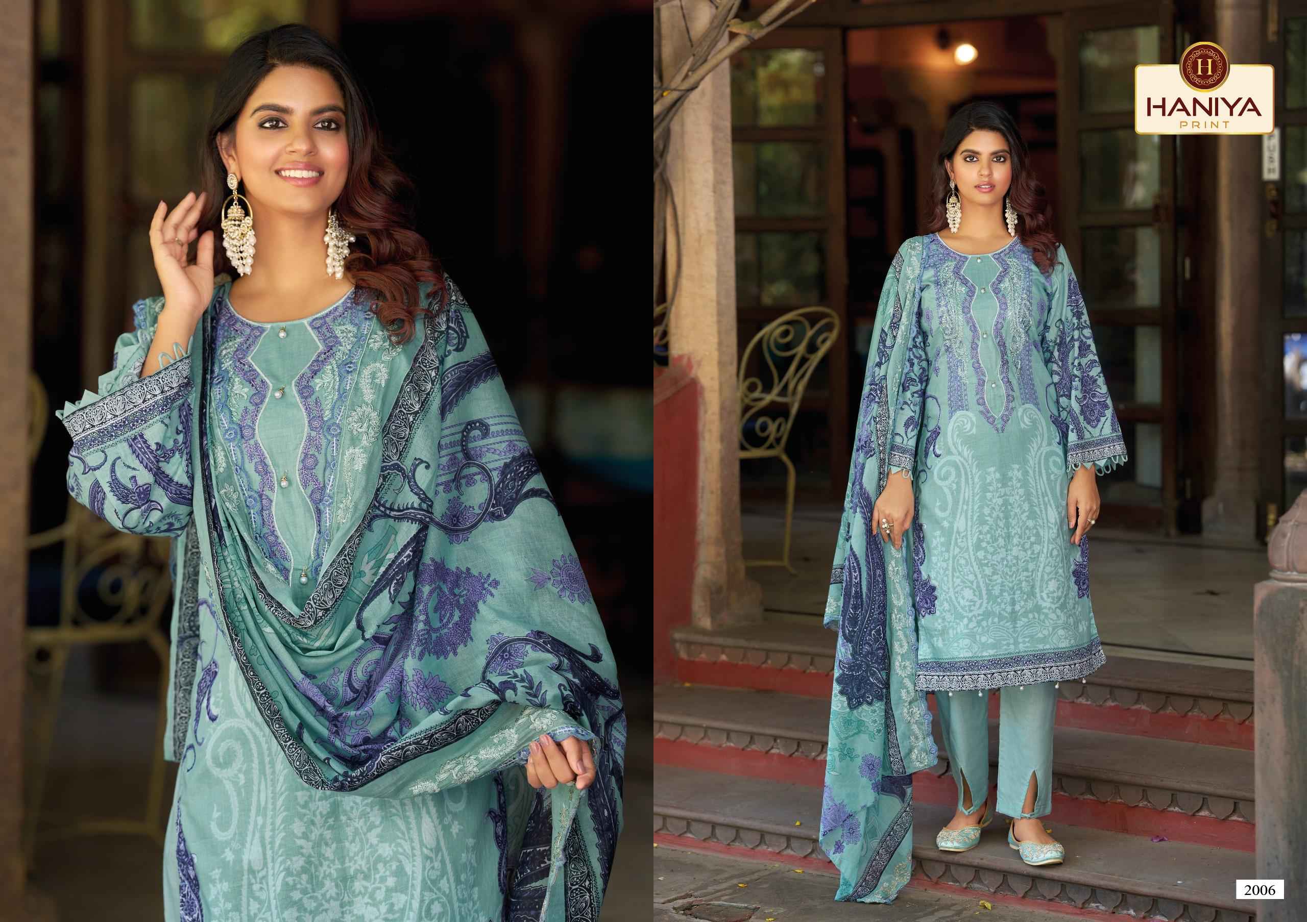 Haniya Print Falak e Naaz Cotton Dress Material 8 pcs Catalogue